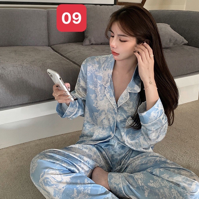 HA671 -BỘ LỤA DÀI TAY PIJAMA