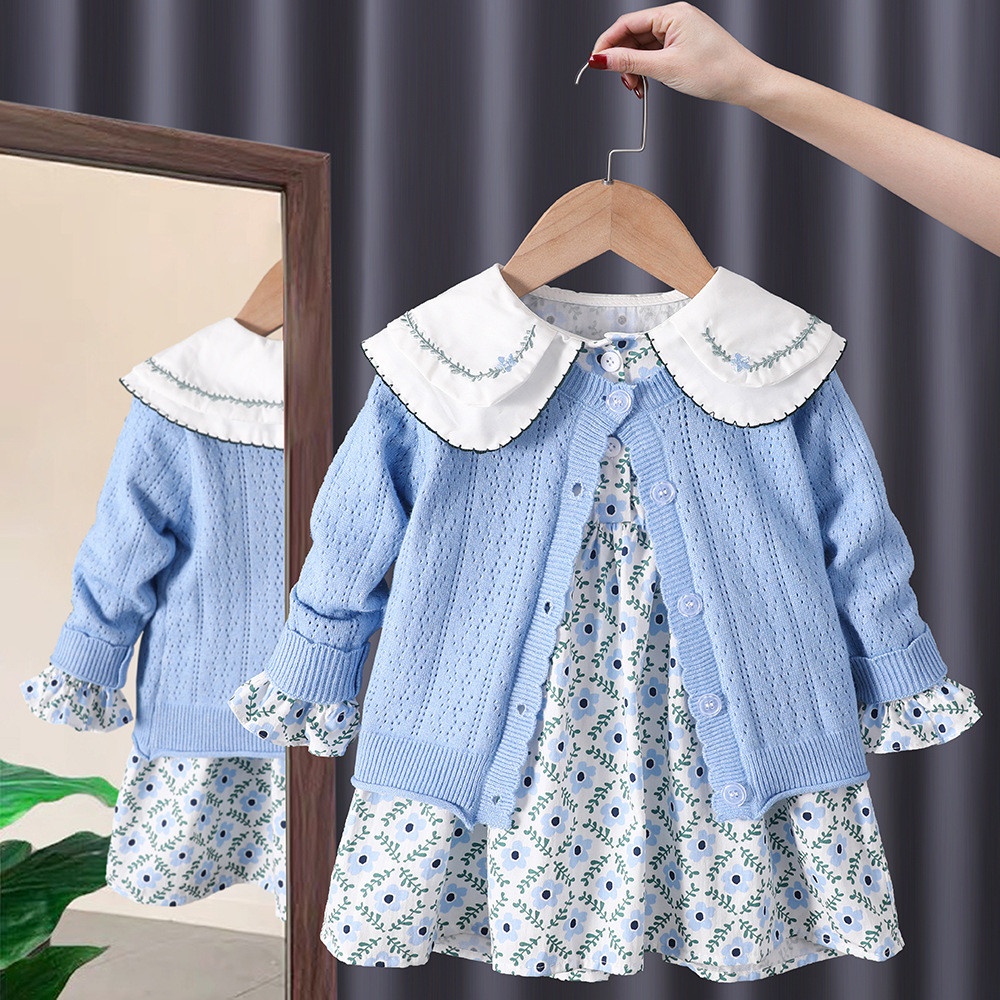 HA673 - SET ÁO CARDIGAN KÈM VÁY BÉ GÁI
