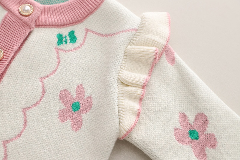 HA1371 - SET ÁO LEN CARDIGAN HOA + VÁY XẾP LY