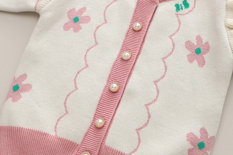 HA1371 - SET ÁO LEN CARDIGAN HOA + VÁY XẾP LY