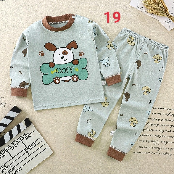 HA1383 - BỘ COTTON DÀI TAY CHO BÉ MẶC NHÀ