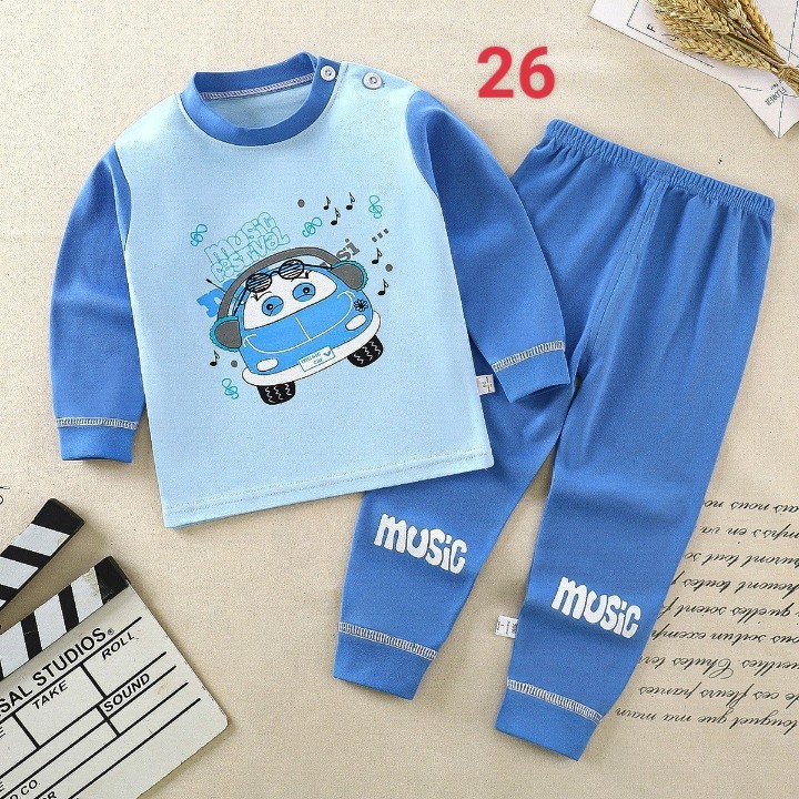 HA1383 - BỘ COTTON DÀI TAY CHO BÉ MẶC NHÀ