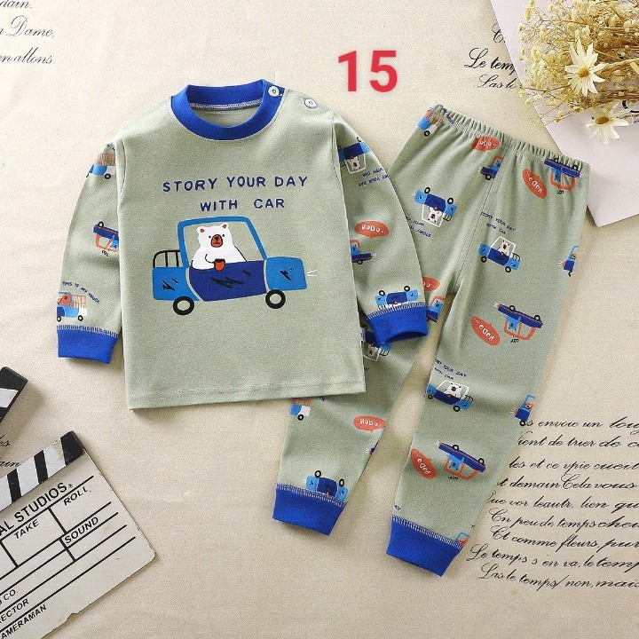 HA1383 - BỘ COTTON DÀI TAY CHO BÉ MẶC NHÀ