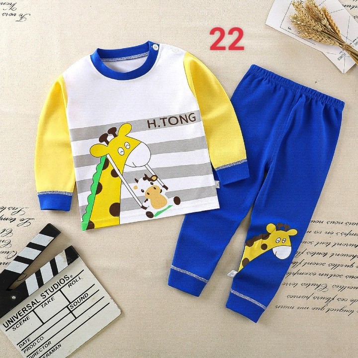 HA1383 - BỘ COTTON DÀI TAY CHO BÉ MẶC NHÀ