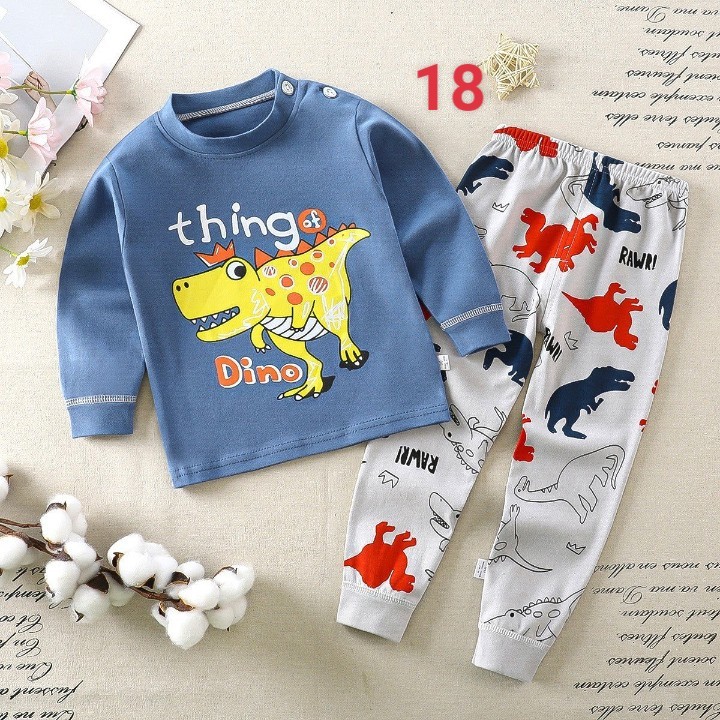 HA1383 - BỘ COTTON DÀI TAY CHO BÉ MẶC NHÀ