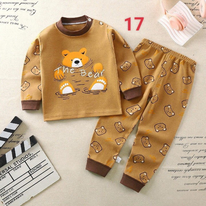 HA1383 - BỘ COTTON DÀI TAY CHO BÉ MẶC NHÀ