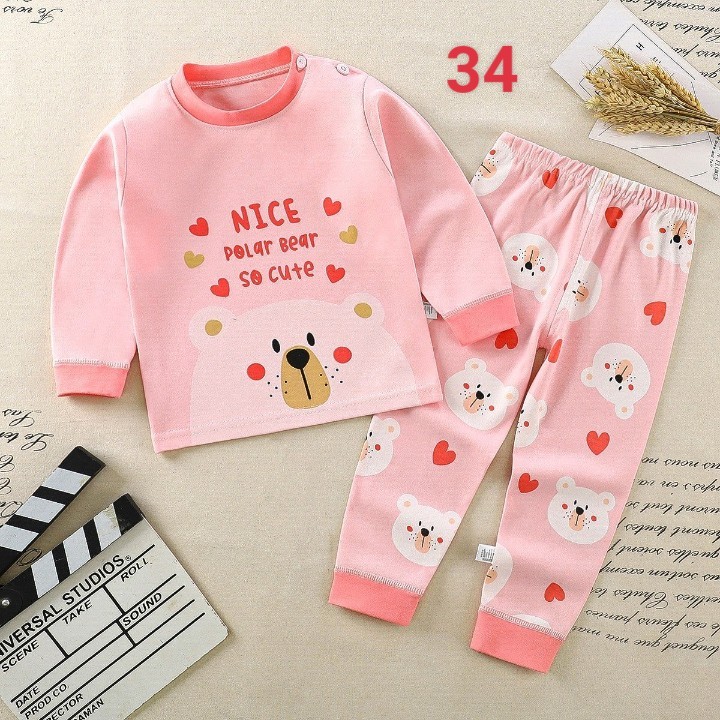HA1383 - BỘ COTTON DÀI TAY CHO BÉ MẶC NHÀ