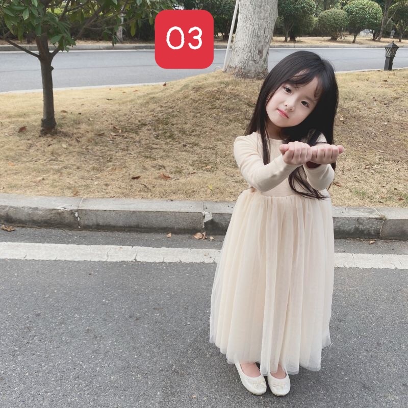 HA1884 - VÁY THU ĐÔNG PHỐI VOAN CHO BÉ GÁI