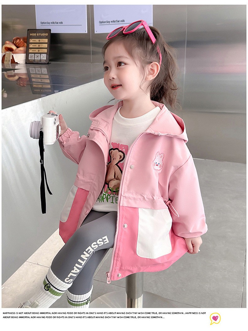 HH795 - ÁO KHÓ GIÓ THỎ HỒNG CHO BÉ GÁI.