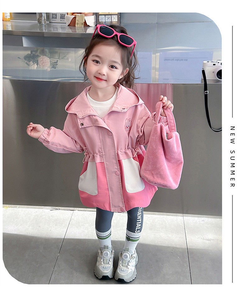 HH795 - ÁO KHÓ GIÓ THỎ HỒNG CHO BÉ GÁI.