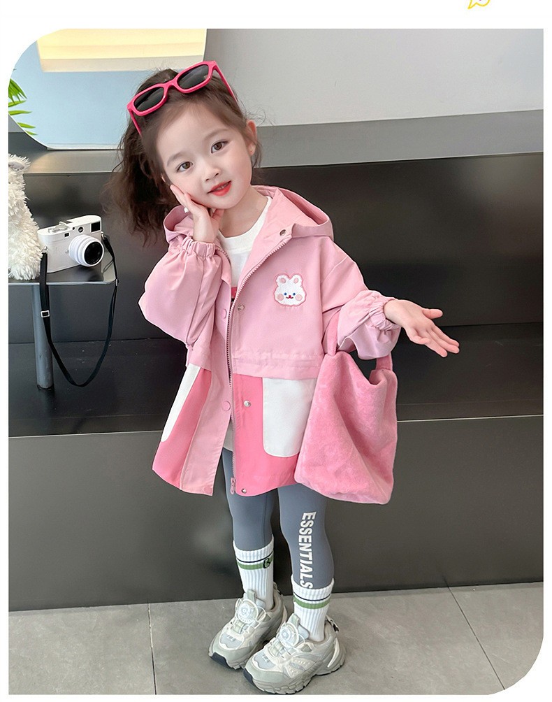 HH795 - ÁO KHÓ GIÓ THỎ HỒNG CHO BÉ GÁI.