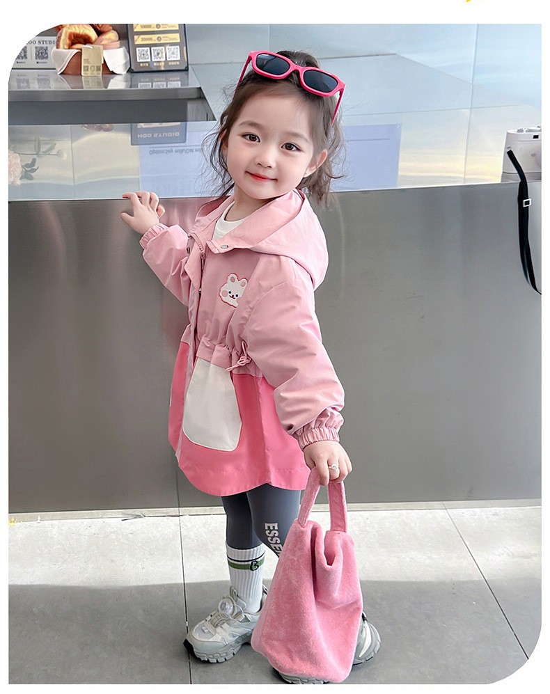 HH795 - ÁO KHÓ GIÓ THỎ HỒNG CHO BÉ GÁI.
