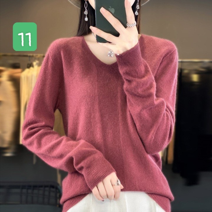 HA2792 - ÁO LEN NỮ CỔ V NHIỀU MÀU
