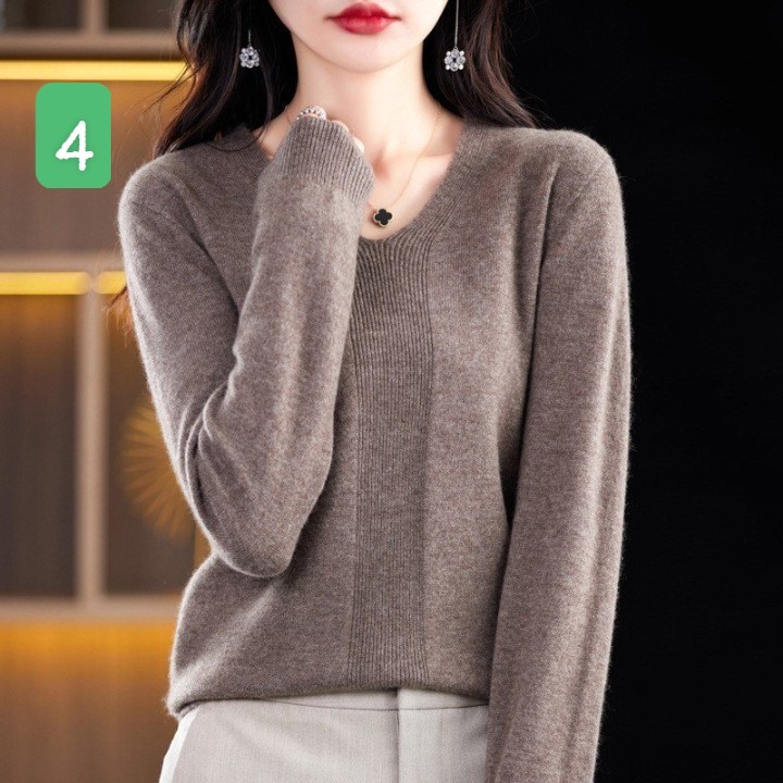 HA2792 - ÁO LEN NỮ CỔ V NHIỀU MÀU