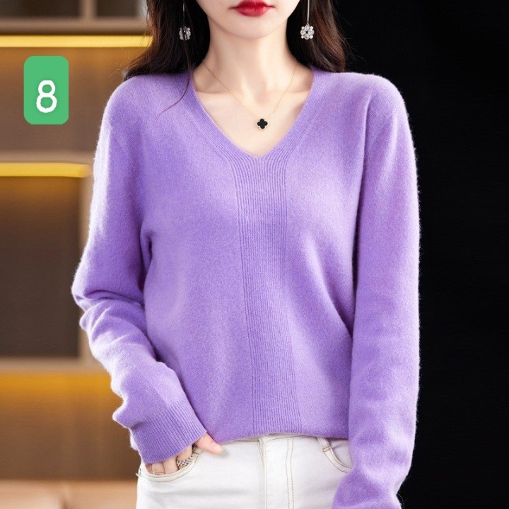 HA2792 - ÁO LEN NỮ CỔ V NHIỀU MÀU