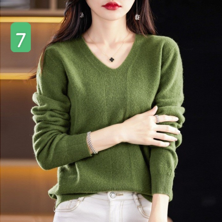 HA2792 - ÁO LEN NỮ CỔ V NHIỀU MÀU