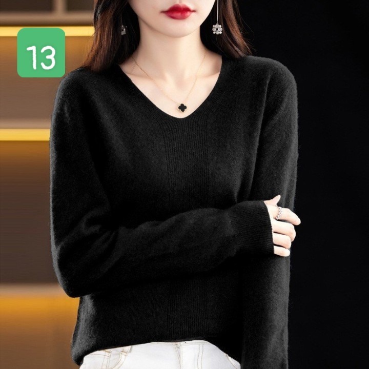 HA2792 - ÁO LEN NỮ CỔ V NHIỀU MÀU