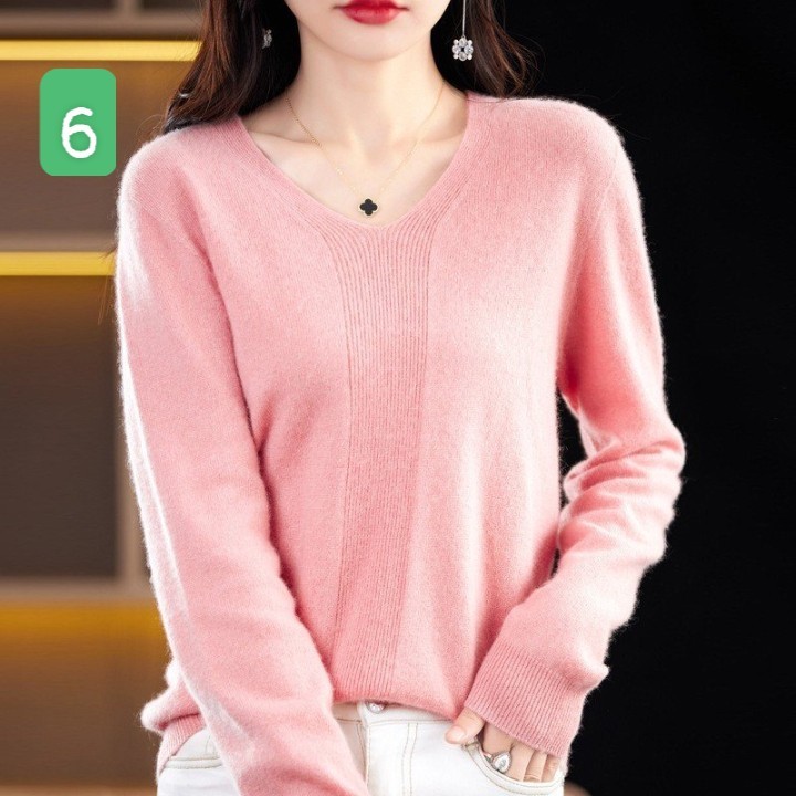 HA2792 - ÁO LEN NỮ CỔ V NHIỀU MÀU