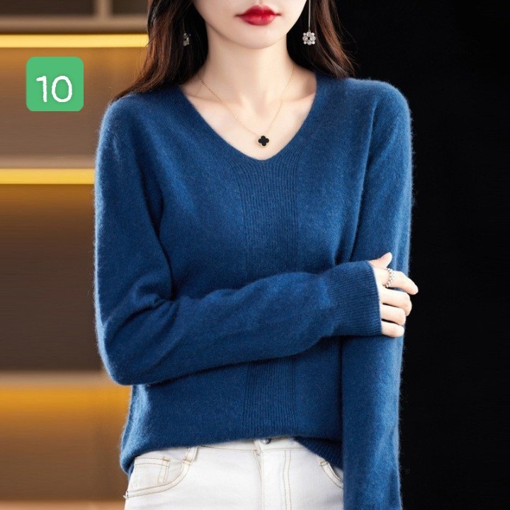 HA2792 - ÁO LEN NỮ CỔ V NHIỀU MÀU