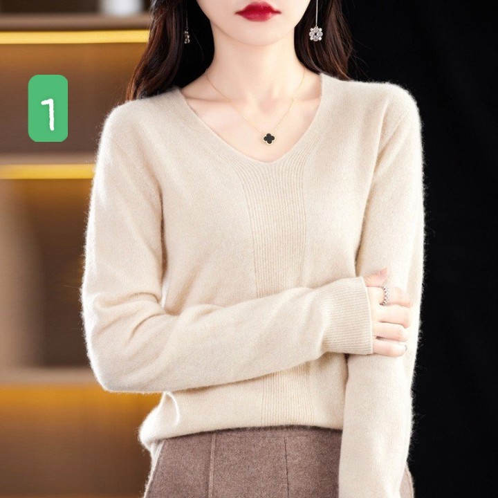 HA2792 - ÁO LEN NỮ CỔ V NHIỀU MÀU