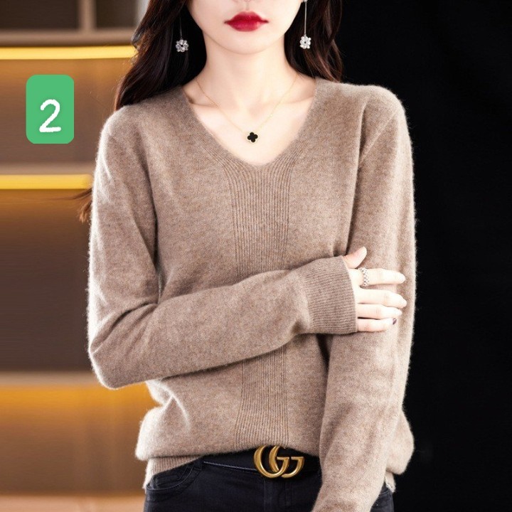 HA2792 - ÁO LEN NỮ CỔ V NHIỀU MÀU