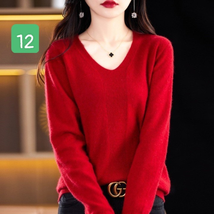 HA2792 - ÁO LEN NỮ CỔ V NHIỀU MÀU