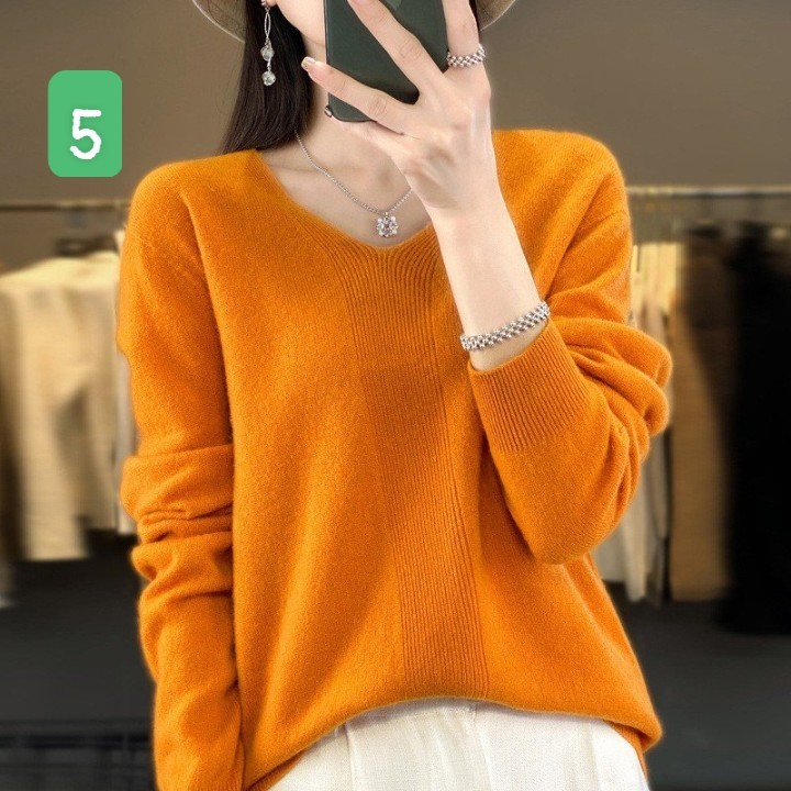 HA2792 - ÁO LEN NỮ CỔ V NHIỀU MÀU