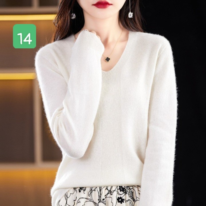 HA2792 - ÁO LEN NỮ CỔ V NHIỀU MÀU