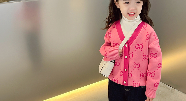 HH12109 - ÁO LEN CARDIGAN HỒNG CHO BÉ GÁI