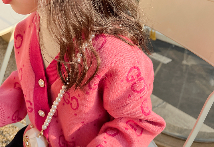 HH12109 - ÁO LEN CARDIGAN HỒNG CHO BÉ GÁI