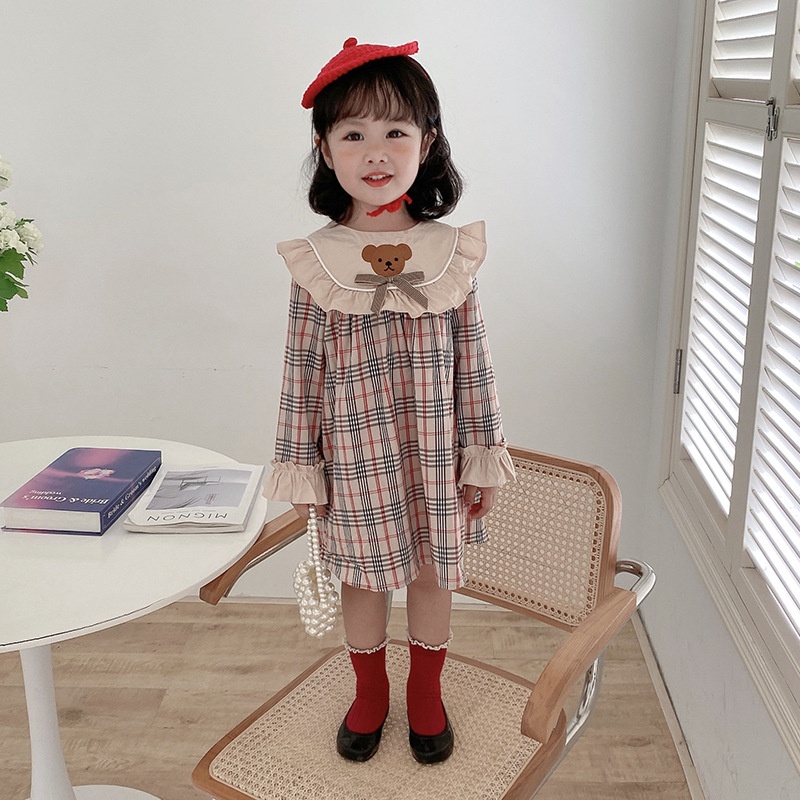 HA19102 - VÁY KẺ GẤU DUDU CREAM