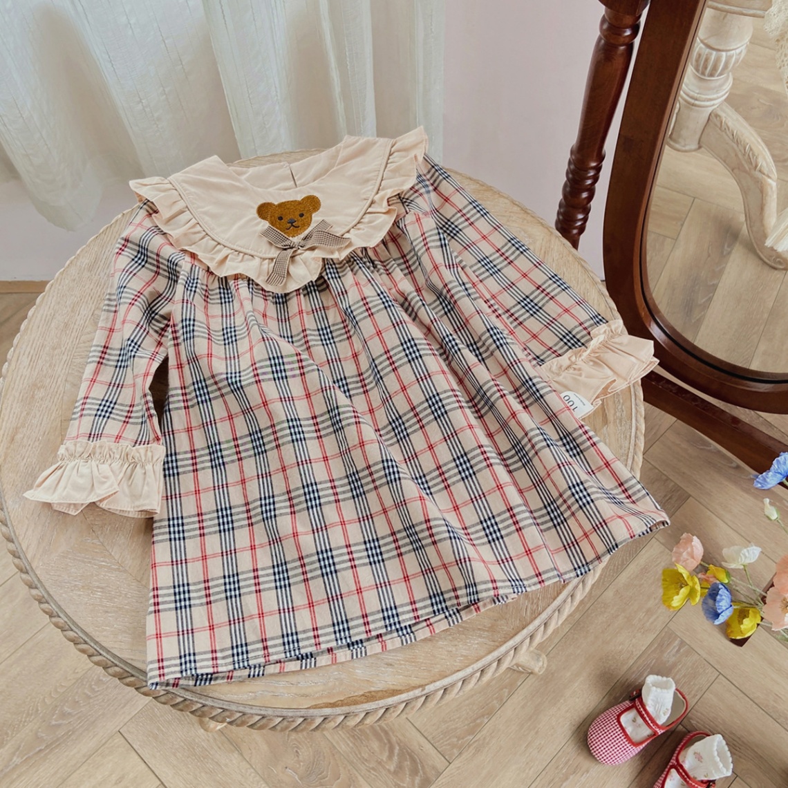 HA19102 - VÁY KẺ GẤU DUDU CREAM
