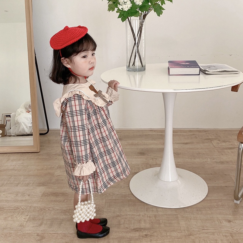 HA19102 - VÁY KẺ GẤU DUDU CREAM