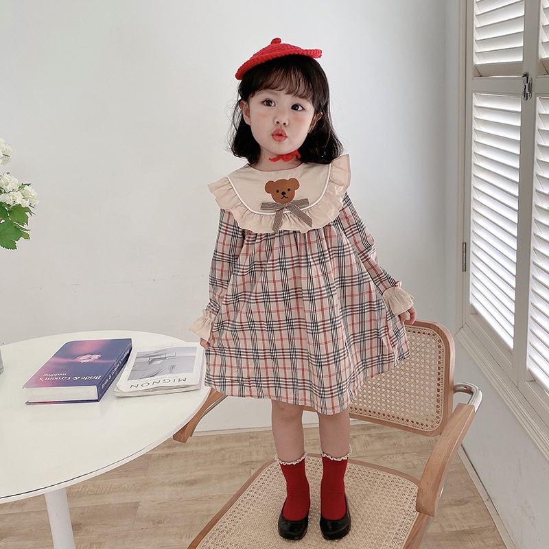 HA19102 - VÁY KẺ GẤU DUDU CREAM