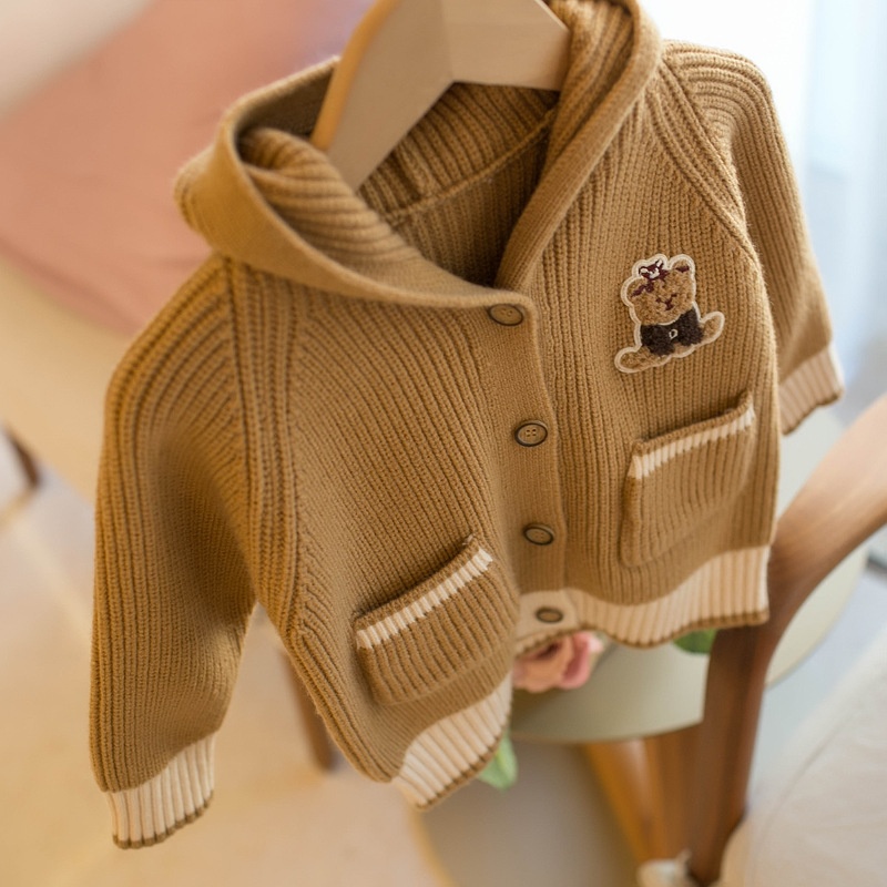 HH22101 - ÁO KHOÁC LEN GẤU CHO BÉ 🐻
