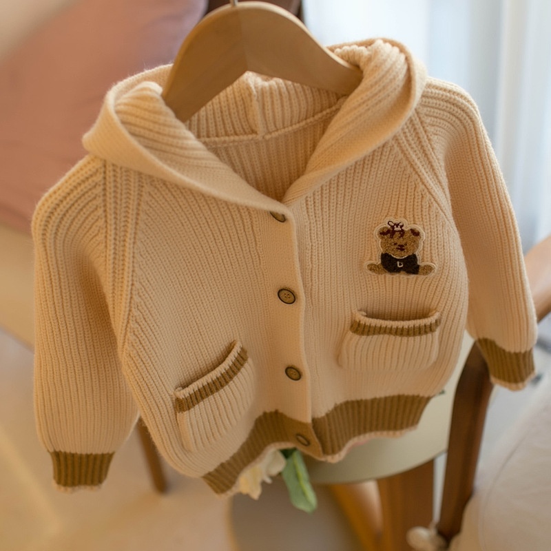 HH22101 - ÁO KHOÁC LEN GẤU CHO BÉ 🐻