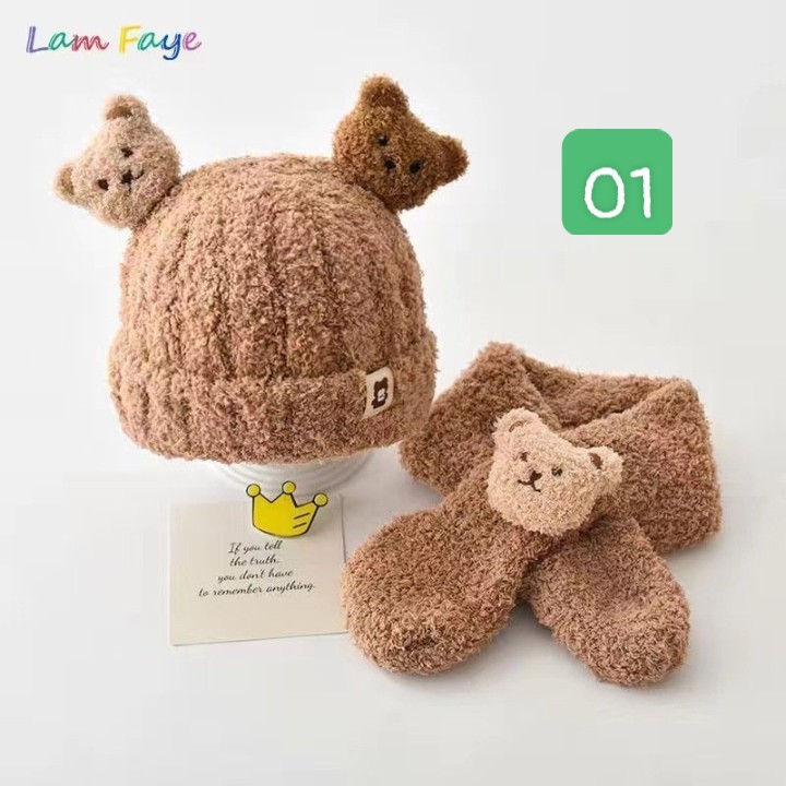 HA23103 - SET MŨ + KHĂN CHO BÉ