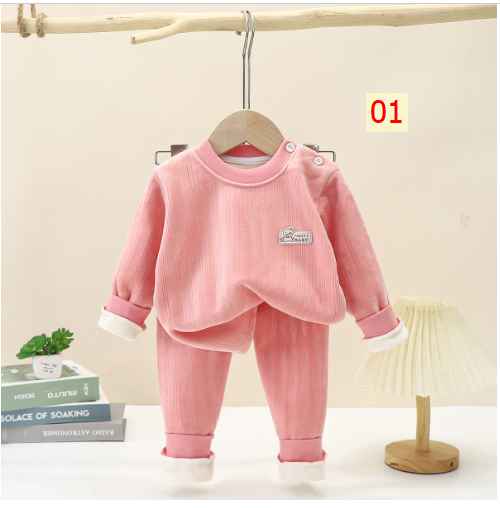 HH25107 - BỘ MẶC NHÀ DÀI TAY LÓT LÔNG ẤM CHO BÉ