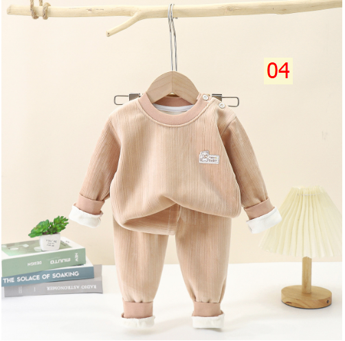 HH25107 - BỘ MẶC NHÀ DÀI TAY LÓT LÔNG ẤM CHO BÉ