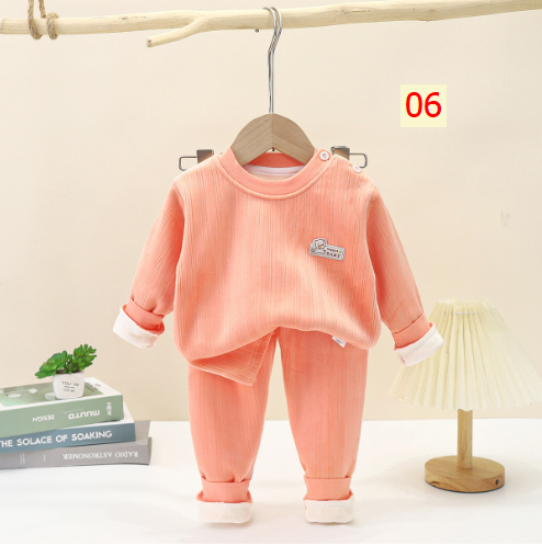 HH25107 - BỘ MẶC NHÀ DÀI TAY LÓT LÔNG ẤM CHO BÉ