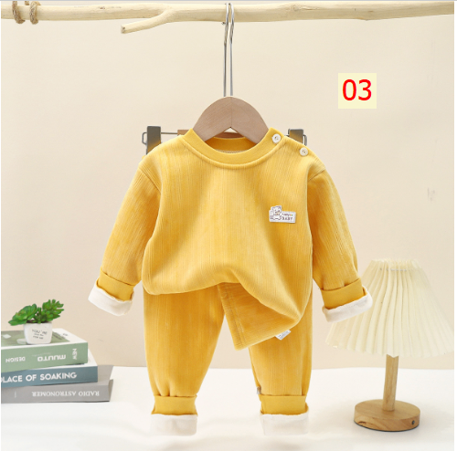 HH25107 - BỘ MẶC NHÀ DÀI TAY LÓT LÔNG ẤM CHO BÉ