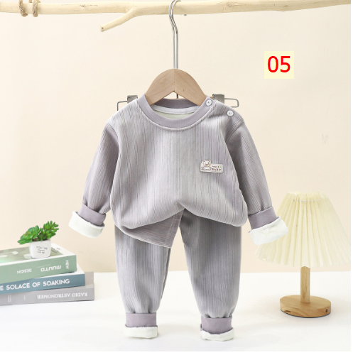 HH25107 - BỘ MẶC NHÀ DÀI TAY LÓT LÔNG ẤM CHO BÉ