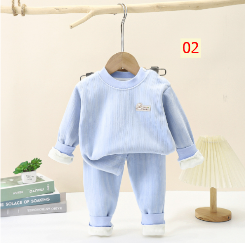 HH25107 - BỘ MẶC NHÀ DÀI TAY LÓT LÔNG ẤM CHO BÉ