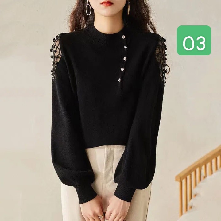 HA28102 - ÁO LEN MIX TAY REN NỮ