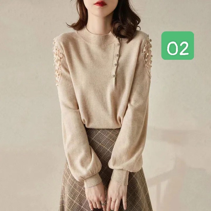 HA28102 - ÁO LEN MIX TAY REN NỮ