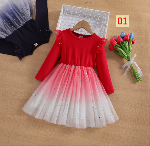 HH31103 - VÁY DÀI TAY LẤP LÁNH CHO BÉ