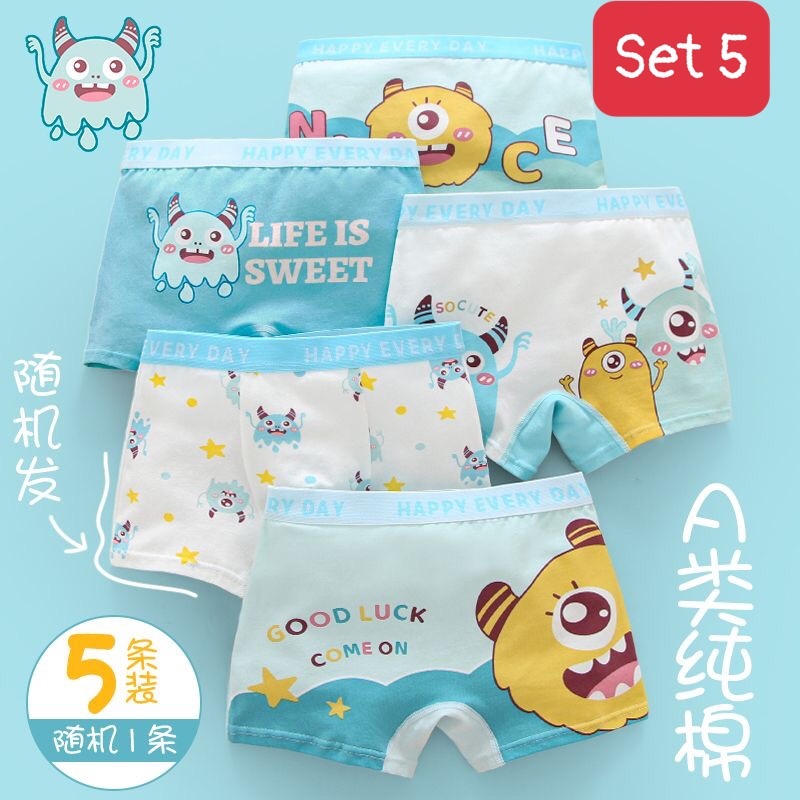 HA3112 - SET 5 QUẦN CHIP COTTON BÉ TRAI