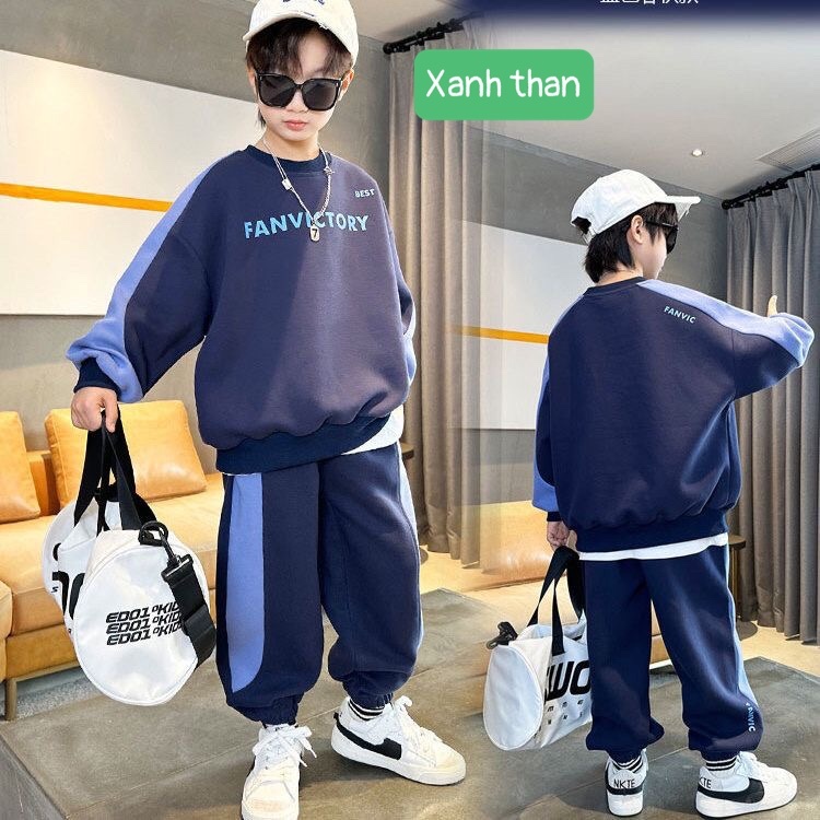 HA8117 - BỘ NỈ 2 MÀU CHO BÉ