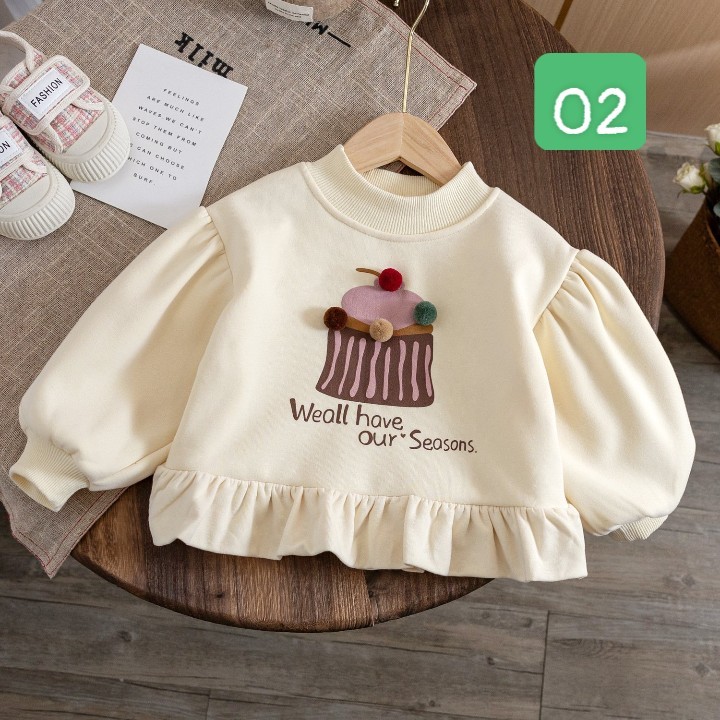 HA8116 - ÁO NỈ LÓT LÔNG TAY BỒNG BÉ GÁI