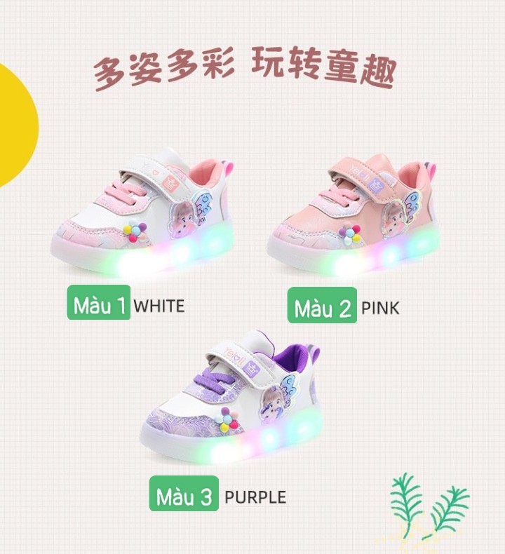 HH11116 - GIÀY THỂ THAO BÉ GÁI CÓ ĐÈN LED